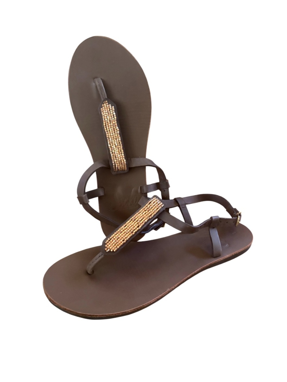 SSEKO DESIGNS➕NWOT Beaded Leather T-Strap Sandals